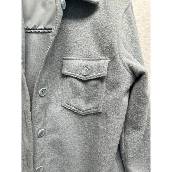 Joie Jacket Women Size Med. Light Blue Fleece Button Up Collared Shacket - Picture 3 of 10